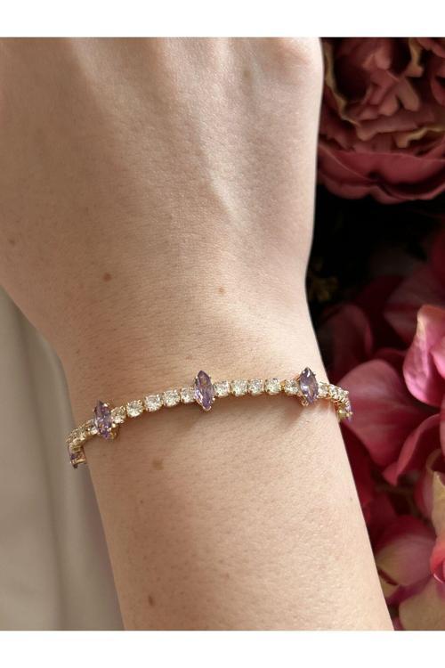 Mor Zirkon Taşlı Bileklik