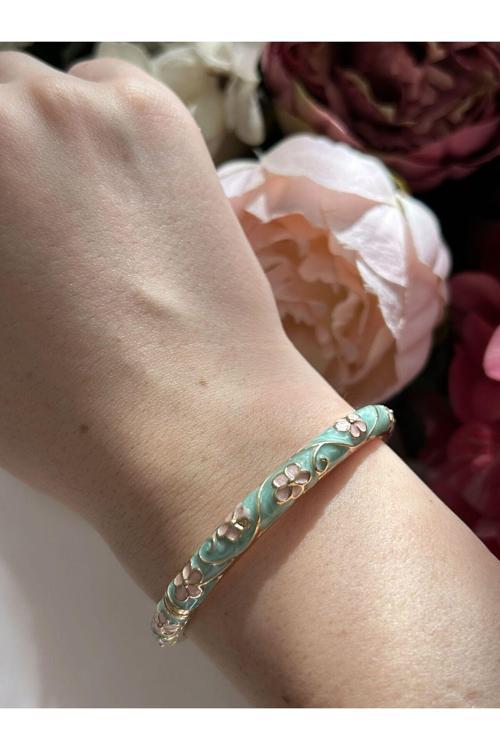 Su Yeşili Mineli Kelepçe Bileklik