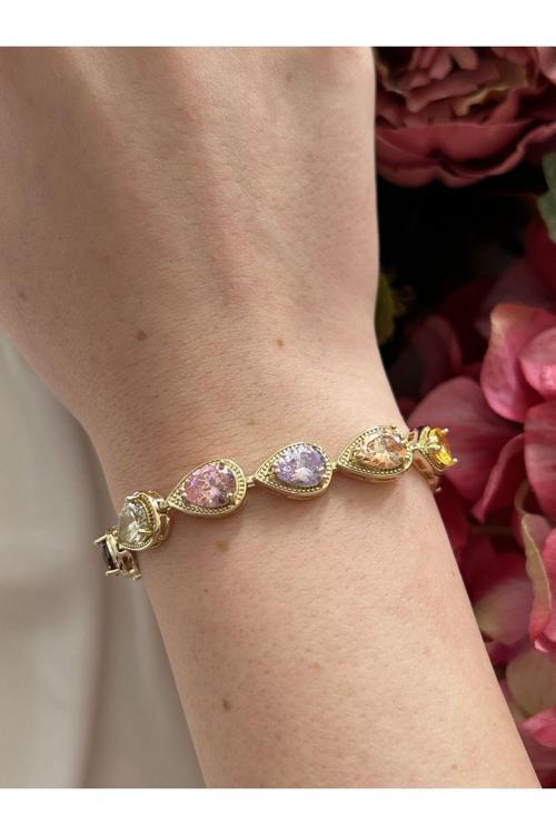 Vıp Renkli Damla Zirkon Bileklik