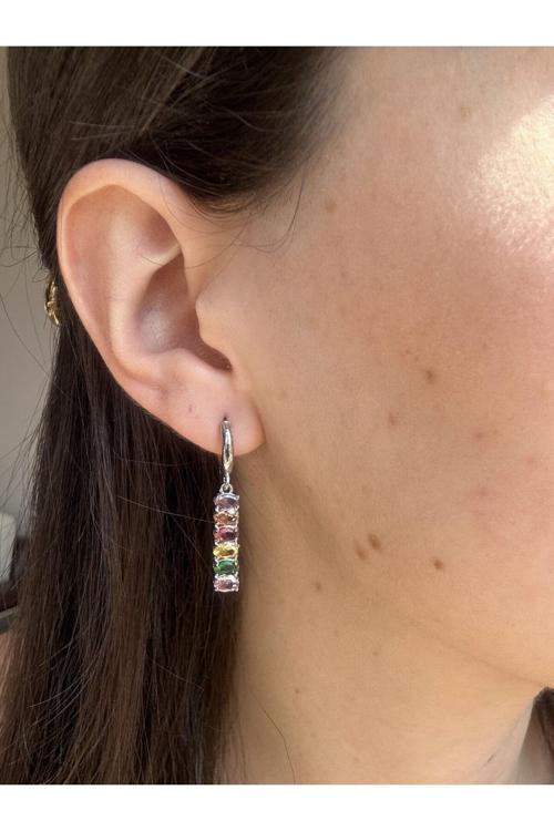 Renkli Zirkon Charm Küpe