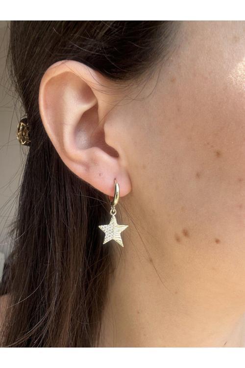 Yıldız Gold Charm Küpe