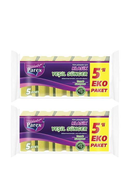 Klasik Yeşil Sünger Oluklu 5'li Paket İkili Set