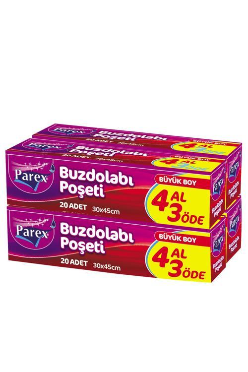 Buzdolabı Poşeti Büyük Boy 4 Al 3 Öde (4*20) 30 x 45 cm 12 Paket 1 Koli