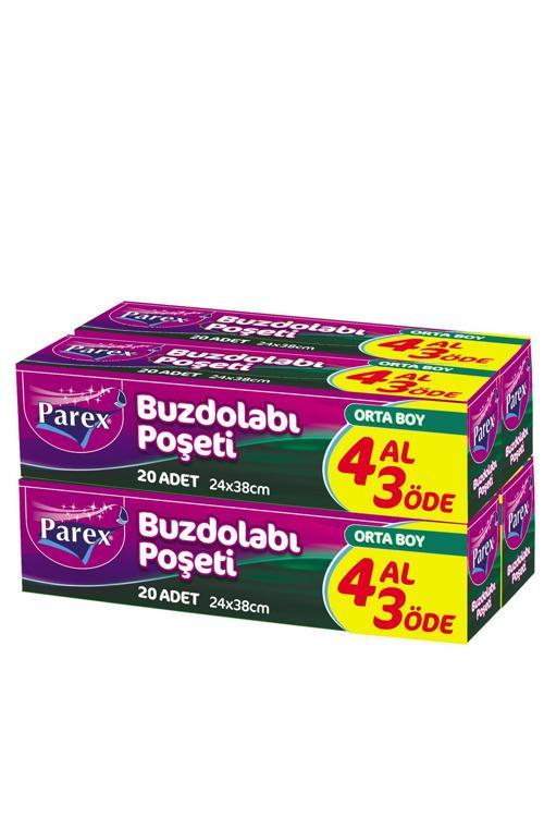 Buzdolabı Poşeti Orta Boy 4 Al 3 Öde (4*20) 24 x 38 cm 12 Paket 1 Koli