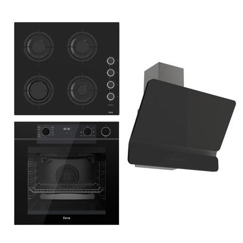 STEAMART-FRYART  Serisi Siyah Set (CS205-FA + QEP64CS +D080 ) - Emaye Izgara / Kademeli Musluk