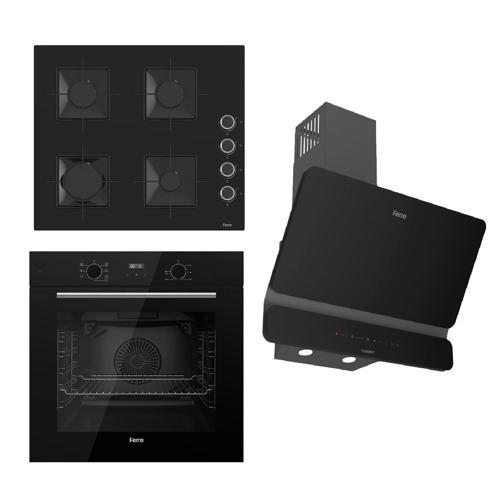 FLOWART-SILENTART Serisi Siyah Set (SS205 + QBL63CS +D080-SA ) - Emaye Izgara