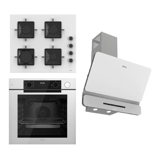 STEAMART-FRYART-SILENTART Serisi Beyaz Set (SS206 + QEP64CB +D081-SA ) - Emaye Izgara