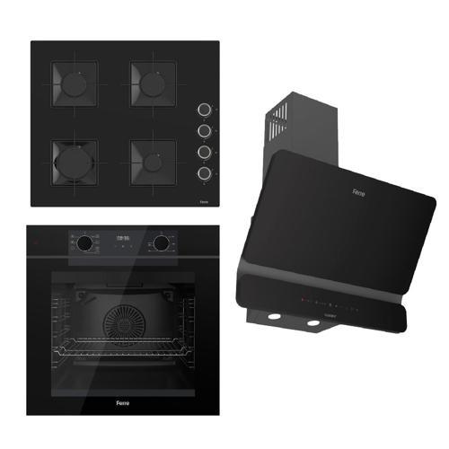 FRYART-SILENTART Serisi Siyah Set (SS205 + QEP63CS +D080-SA ) - Emaye Izgara