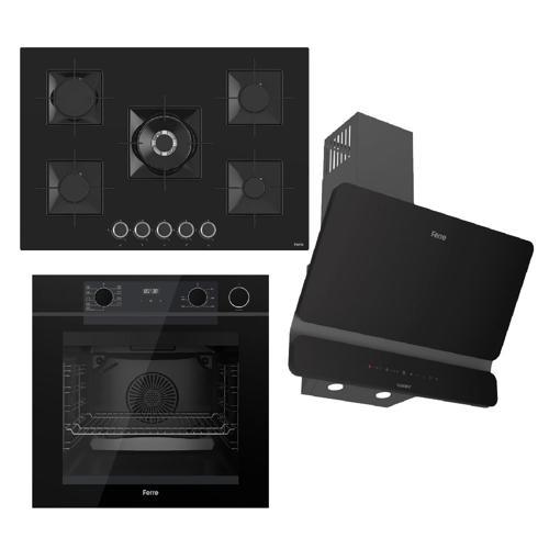STEAMART-FRYART-SILENTART Serisi Siyah Set (SS035 + QEP64CS +D080-SA ) - Emaye Izgara