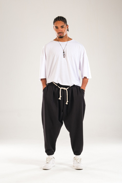 Halat Kemerli Pileli Jogger Pantolon