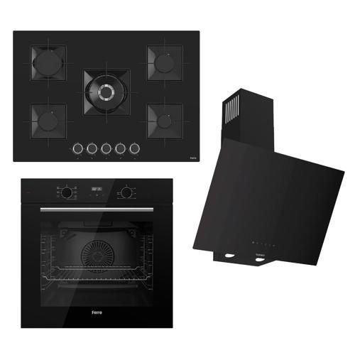 FLOWART-SILENTART Serisi Siyah Set (SS035 + QBL63CS +D077-SA ) - Emaye Izgara