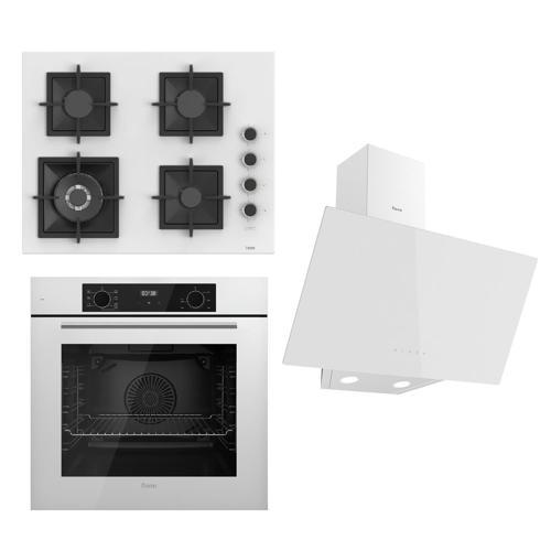 FLOWART Serisi Beyaz Set (SC406-WFA + QBL63CB +D078 ) - Döküm Izgara / 65 cm Ocak