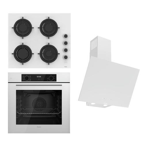 FLOWART-SILENTART Serisi Beyaz Set (CS206-FA + QBL63CB +D078-SA ) - Emaye Izgara