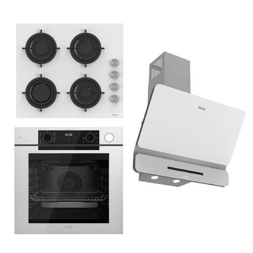 STEAMART-FRYART-SILENTART Serisi Beyaz Set (CS206 + QEP64CB +D081-SA ) - Emaye Izgara