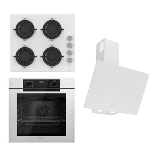 STEAMART-FRYART-SILENTART Serisi Beyaz Set (CS206 + QEP63CB +D078-SA ) - Emaye Izgara