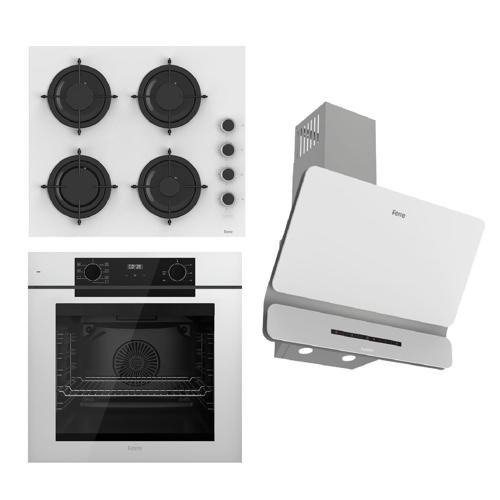 STEAMART-FRYART-SILENTART Serisi Beyaz Set (CS206-FA + QEP63CB +D081-SA ) - Emaye Izgara