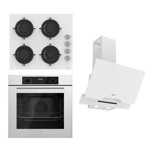 FLOWART-SILENTART Serisi Beyaz Set (CS206 + QBL63CB +D064-SA ) - Emaye Izgara