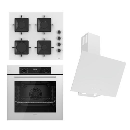 FLOWART-SILENTART Serisi Beyaz Set (SS206 + QBL63CB +D078-SA ) - Emaye Izgara