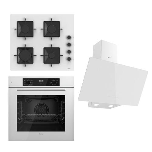 FLOWART Serisi Beyaz Set (SS206 + QBL63CB +D078 ) - Emaye Izgara