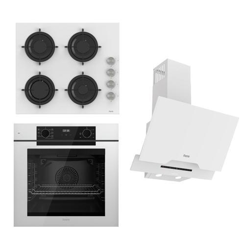 STEAMART-FRYART-SILENTART Serisi Beyaz Set (CS206 + QEP63CB +D064-SA ) - Emaye Izgara