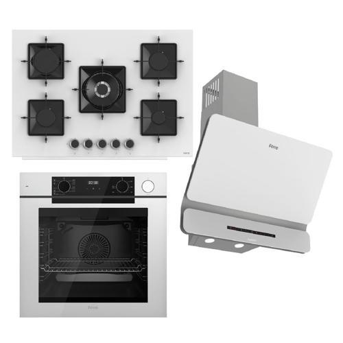 STEAMART-FRYART-SILENTART Serisi Beyaz Set (SS036 + QEP64CB +D081-SA ) - Emaye Izgara