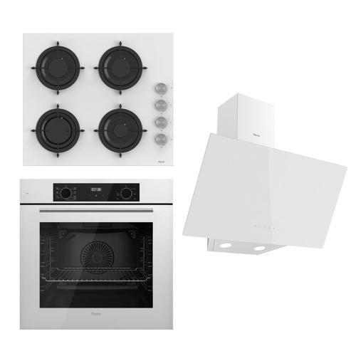FLOWART Serisi Beyaz Set (CS206 + QBL63CB +D078 ) - Emaye Izgara