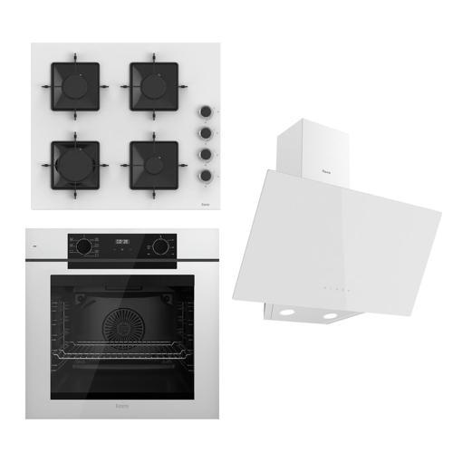 STEAMART-FRYART Serisi Beyaz Set (SS206 + QEP63CB +D078 ) - Emaye Izgara