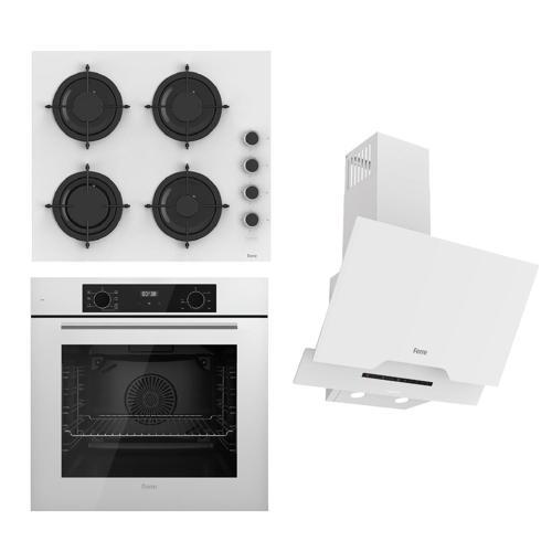 FLOWART-SILENTART Serisi Beyaz Set (CS206-FA + QBL63CB +D064-SA ) - Emaye Izgara
