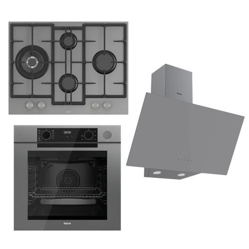STEAMART-FRYART Serisi Gri Set (ED078 + QEP64CPR +D079 ) - Döküm Izgara / 67 cm Ocak