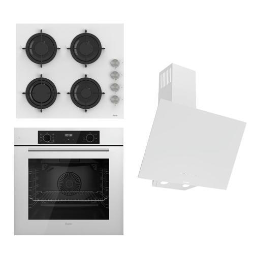 FLOWART-SILENTART Serisi Beyaz Set (CS206 + QBL63CB +D078-SA ) - Emaye Izgara