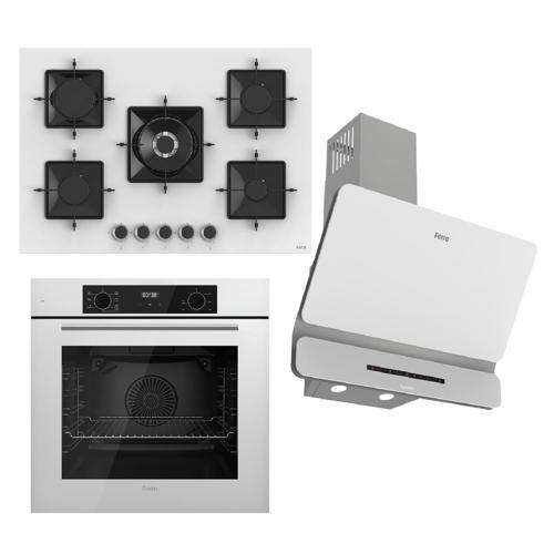 STEAMART-FRYART-SILENTART Serisi Beyaz Set (SS036 + QBL63CB +D081-SA ) - Emaye Izgara