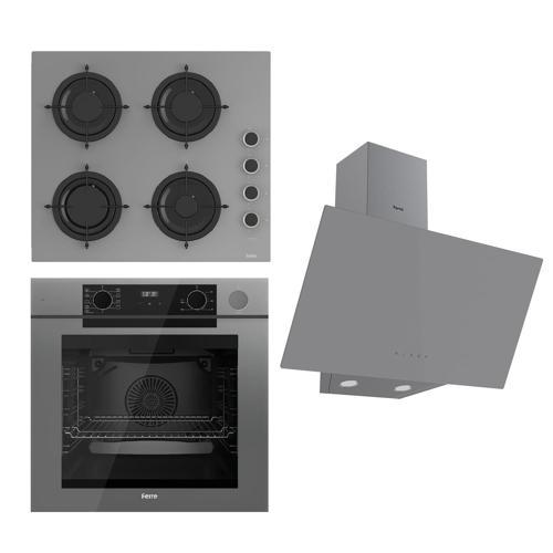 STEAMART-FRYART Serisi Gri Set (CS208-FA + QEP64CPR +D079 ) - Emaye Izgara / Kademeli Musluk