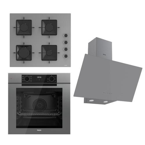 FRYART-SILENTART Serisi Gri Set (SS208 + QEP63CPR +D079-SA ) - Emaye Izgara