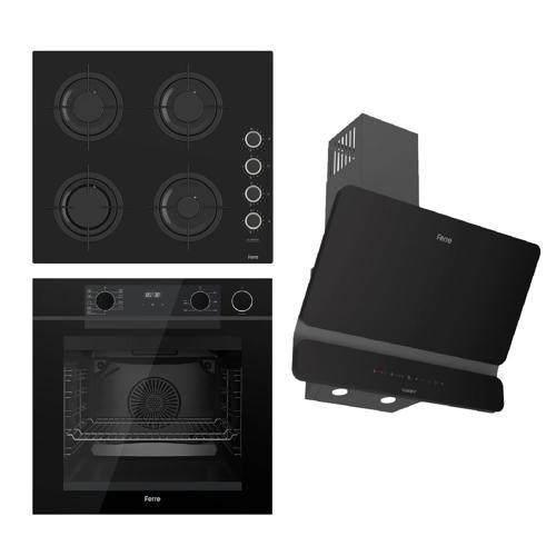 STEAMART-FRYART-SILENTART Serisi Siyah Set (CS205-WFA + QEP64CS +D080-SA ) - Emaye Izgara / Kademeli Musluk