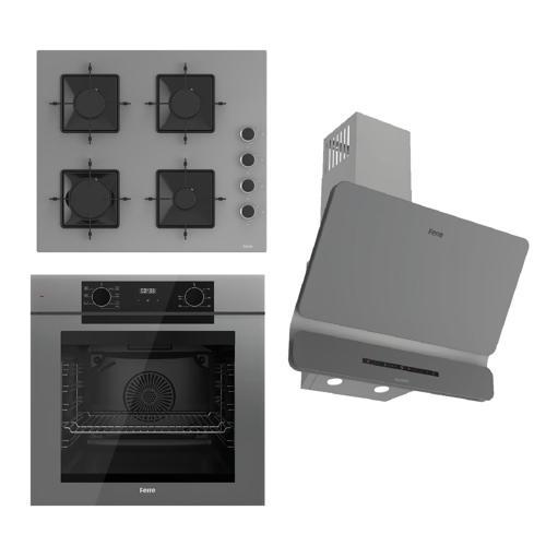 FRYART-SILENTART Serisi Gri Set (SS208 + QEP63CPR +D082-SA ) - Emaye Izgara
