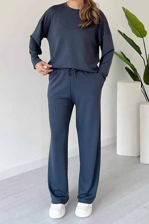 Kadın Bisiklet Yaka Uzun Kollu Modal Takım 1109