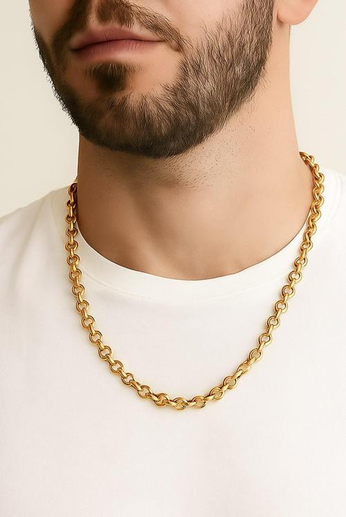Altın Renk Doc Model Zincir 55 Cm. Unisex Çelik Kolye - 3345