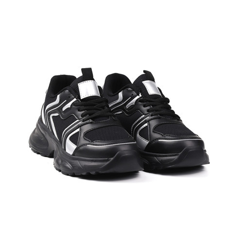 Kadın Siyah Fileli Sneaker Günlük Ortopedik Spor Ayakkabı