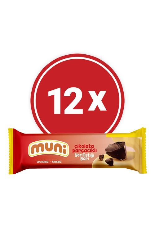 Çikolata Parçacıklı Yer Fıstığı Barı, 40 G X 12 Adet
