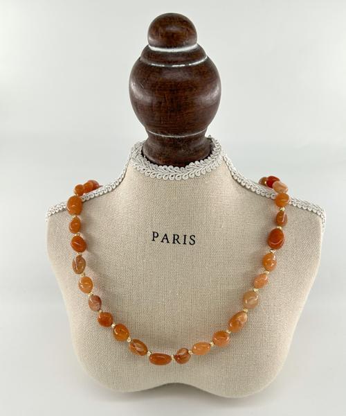 KAHVERENGİ AKİK KOLYE- DOĞAL TAŞ KOLYE