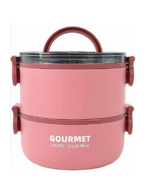 Çelik Beslenme Kabı Iki Katlı 1200ML Pembe P1802