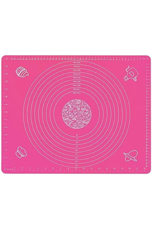 Silikon 40×50 Ölçülü Kaymaz Hamur Açma Yoğurma Matı Altlığı Pembe