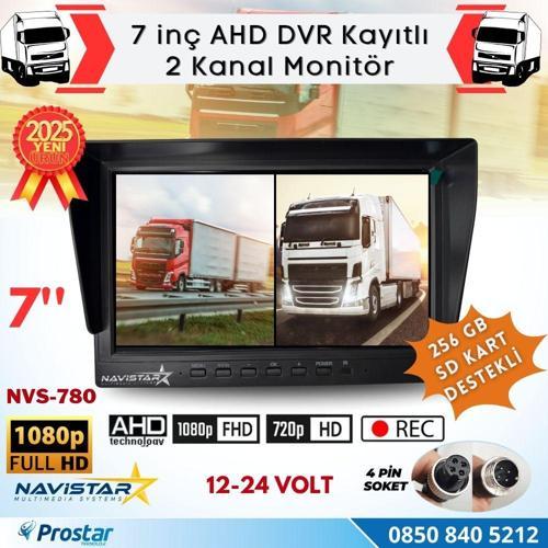 Kayıtlı 7 inç ikiye Bölen 2 Kanal Split AHD 1080P/720P destekli 4 Pin 256 GB SD Destekli Monitör