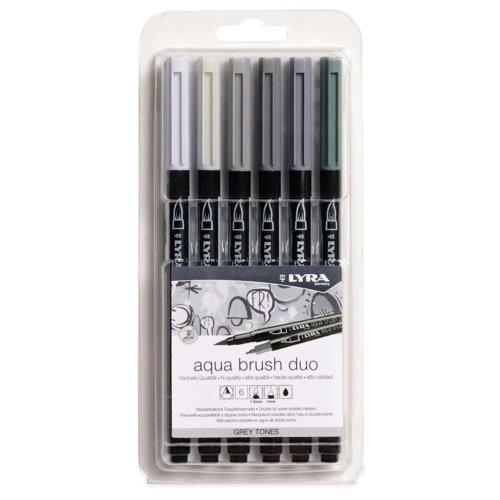 Aqua Brush Duo Çift Taraflı Fırça Uçlu Çizim Kalemi Seti 6 Renk GREY TONES