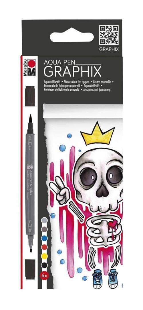 Graphix Aqua Pen Çift Uçlu Grafik Çizim Manga Marker Kalemi Seti 6 Renk King Of Bubblegum