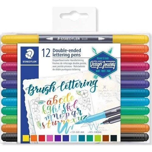 Brush Lettering Çift Taraflı Fırça Uçlu Marker Kalem Seti 12 Renk
