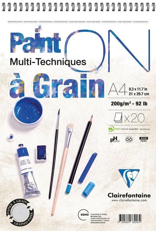 Paint'On Çok Amaçlı Eskiz Çizim Defteri Üstten Spiralli 200 gr. A4 20 yp.