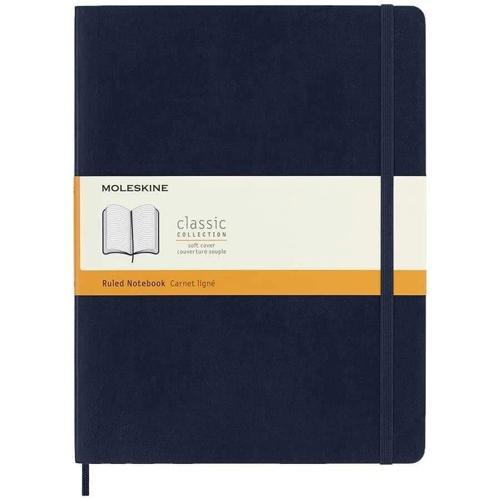 Yumuşak Kapak Çizgili Defter XL Boy 19x25 cm. 192 Sayfa Safir Mavi
