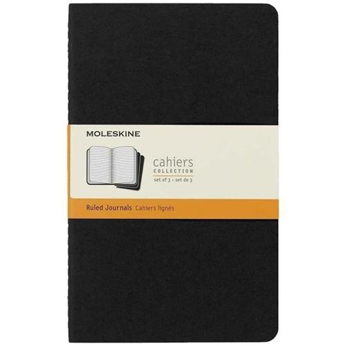 Chaier 3'lü Günlük Defter Çizgili L Boy 13x21 cm. 80 Sayfa Siyah