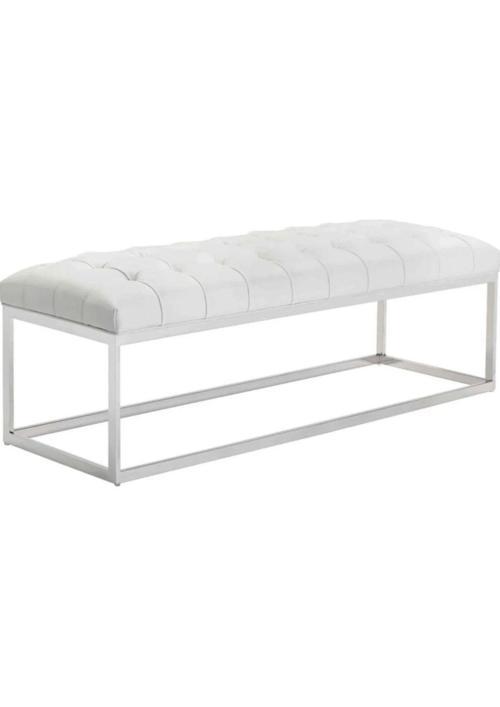   Nish Modern Döşemeli Beyaz Metal Ayaklı Bench